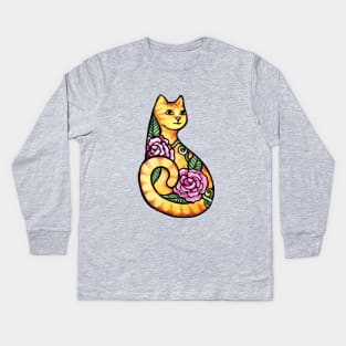 Orange Tabby Cat Kids Long Sleeve T-Shirt